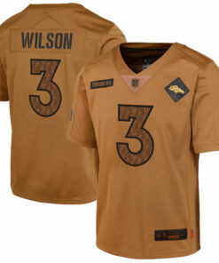Men's Denver Broncos Russell Wilson Brown Salute To Service Limited Jersey JS1163 nicesnker