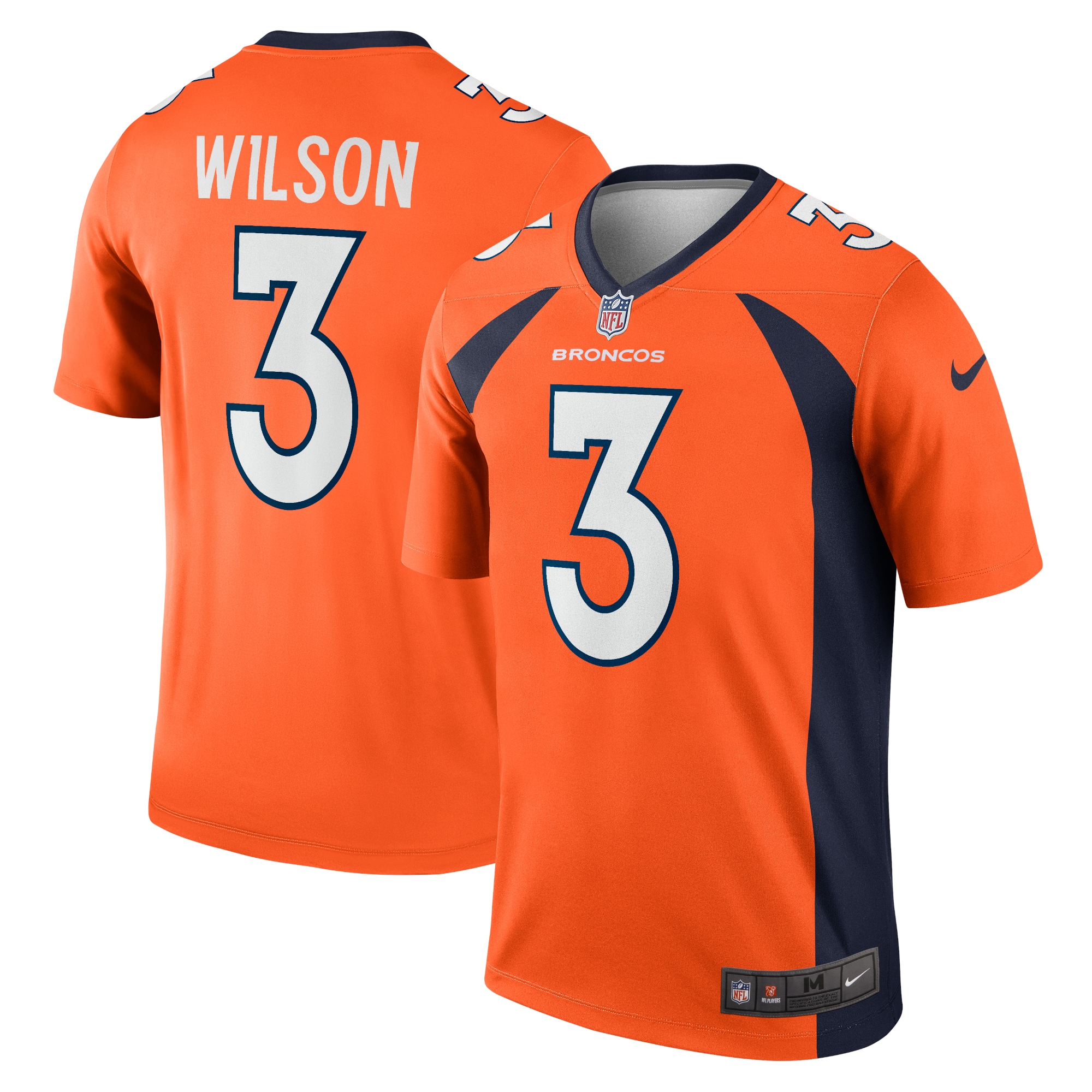 Men's Denver Broncos Russell Wilson Orange Team Legend Player Performance Top JS4830 nicesnker