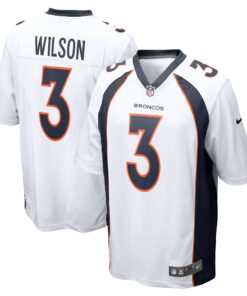 Men's Denver Broncos Russell Wilson White Game Jersey JS8622 nicesnker