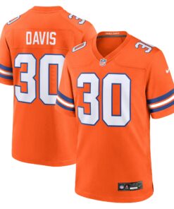 Men's Denver Broncos Terrell Davis Orange Mile High Collection 1977 Throwback Retired Player Game Jersey JS4220 nicesnker