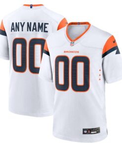 Men's Denver Broncos White Mile High Collection Custom Game Jersey JS8603 nicesnker