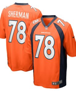 Men's Denver Broncos William Sherman Orange Team Game Jersey JS3103 nicesnker