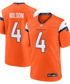 Men's Denver Broncos Zach Wilson Orange Team Game Jersey JS5161 nicesnker