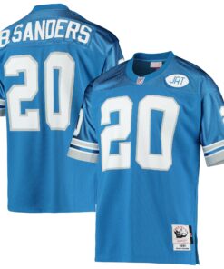 Men's Detroit Lions 1991 Barry Sanders Mitchell & Ness Blue Throwback Retired Player Jersey JS1666 nicesnker