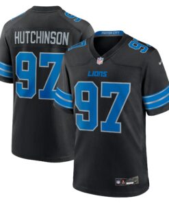 Men's Detroit Lions Aidan Hutchinson Black 2nd Alternate Game Jersey JS6946 nicesnker