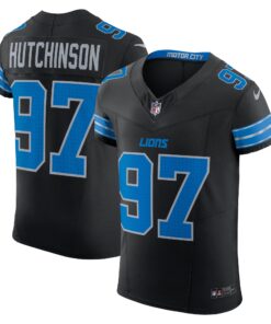 Men's Detroit Lions Aidan Hutchinson Black Alternate Vapor F.U.S.E. Elite Jersey JS3150 nicesnker