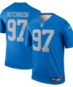 Men's Detroit Lions Aidan Hutchinson Blue Alternate Legend Player Performance Top JS9050 nicesnker
