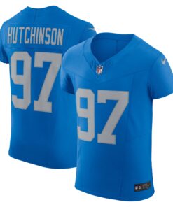 Men's Detroit Lions Aidan Hutchinson Blue Alternate Vapor F.U.S.E. Elite Jersey JS7313 nicesnker