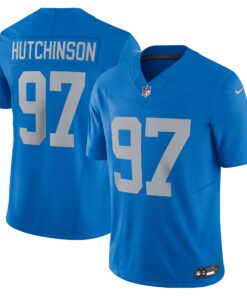 Men's Detroit Lions Aidan Hutchinson Blue Vapor F.U.S.E. Alternate Limited Jersey JS8634 nicesnker