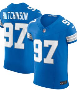Men's Detroit Lions Aidan Hutchinson Blue Vapor F.U.S.E. Elite Jersey JS7296 nicesnker