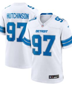 Men's Detroit Lions Aidan Hutchinson White Game Jersey JS2059 nicesnker
