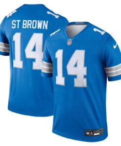 Men's Detroit Lions Amon-Ra St. Brown Blue Team Legend Player Performance Top JS5197 nicesnker