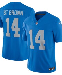 Men's Detroit Lions Amon-Ra St. Brown Blue Vapor F.U.S.E. Alternate Limited Jersey JS1334 nicesnker