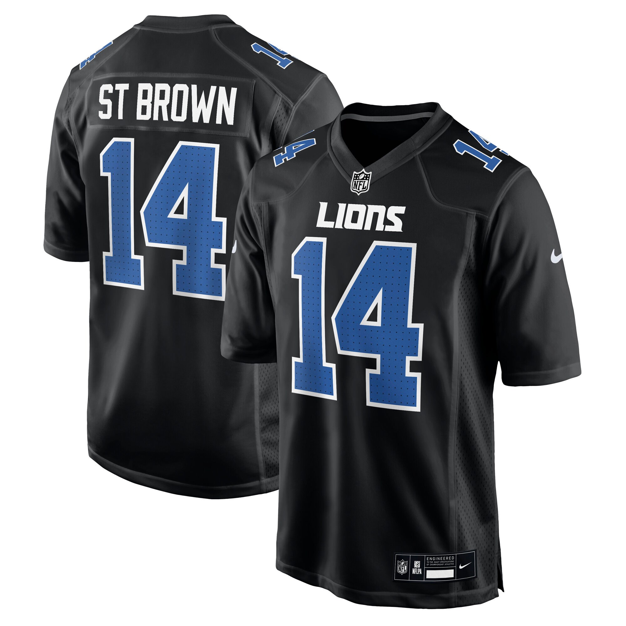 Men's Detroit Lions Amon-Ra St. Brown Carbon Black Carbon Fashion Jersey JS3371 nicesnker