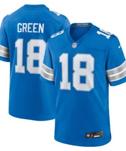 Men's Detroit Lions Antoine Green Blue Team Game Jersey JS2898 nicesnker