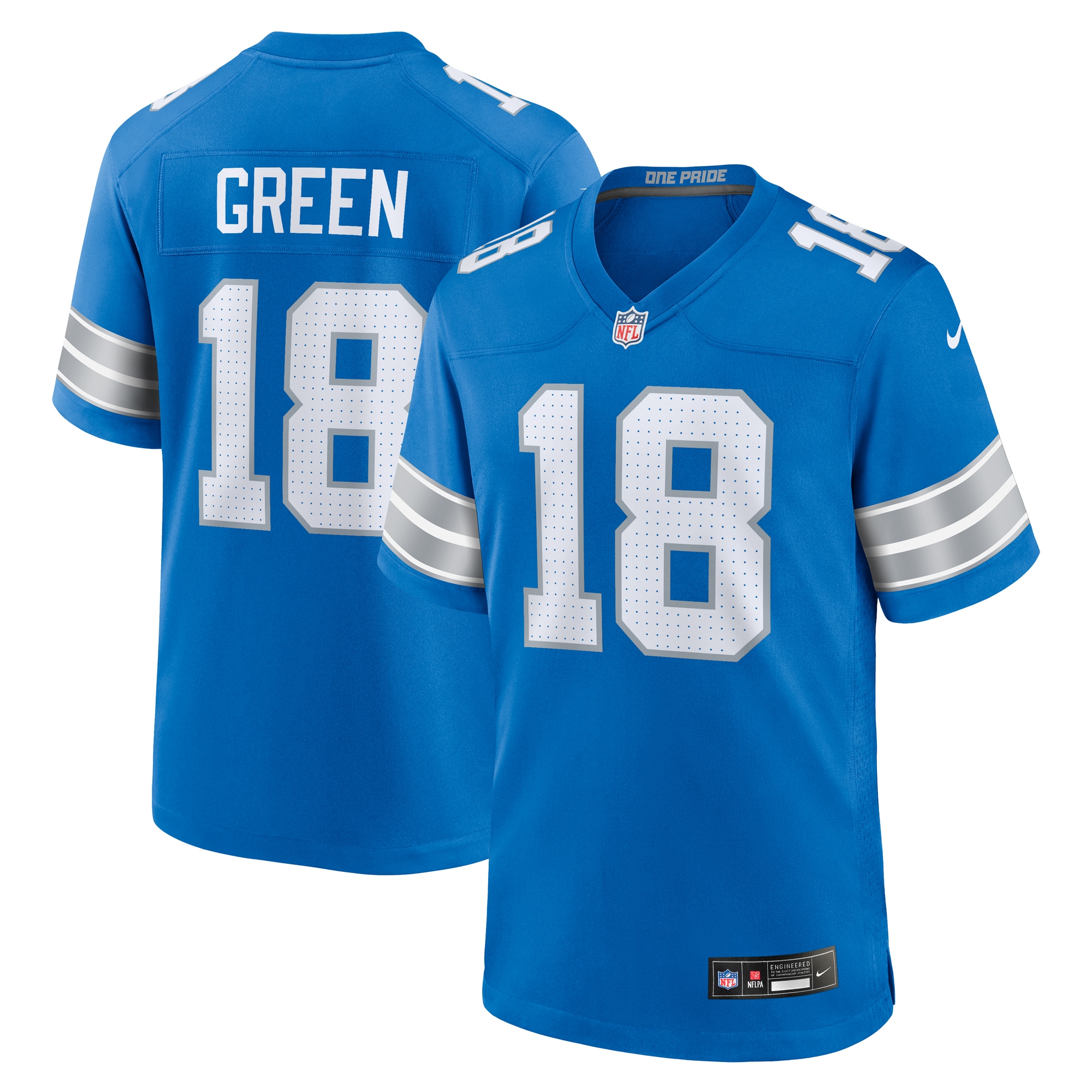 Men's Detroit Lions Antoine Green Blue Team Game Jersey JS2898 nicesnker