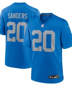 Men's Detroit Lions Barry Sanders Blue Alternate Game Jersey JS2479 nicesnker