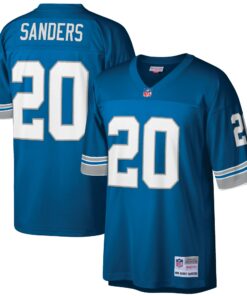 Men's Detroit Lions Barry Sanders Mitchell & Ness Blue Big & Tall 1996 Retired Player Jersey JS6616 nicesnker