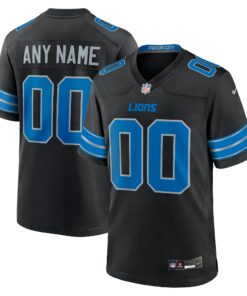 Men's Detroit Lions Black Alternate Custom Game Jersey JS5533 nicesnker