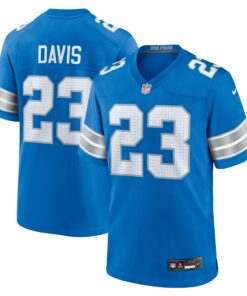 Men's Detroit Lions Carlton Davis Blue Team Game Jersey JS7390 nicesnker