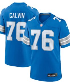Men's Detroit Lions Connor Galvin Blue Team Game Jersey JS2814 nicesnker
