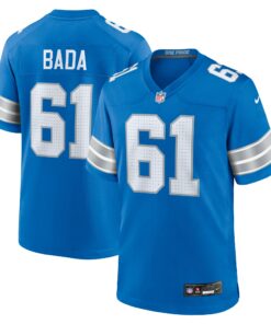 Men's Detroit Lions David Bada Blue Team Game Jersey JS3716 nicesnker