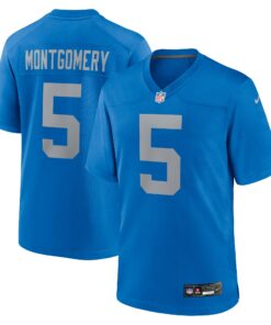 Men's Detroit Lions David Montgomery Blue Alternate Game Jersey JS7690 nicesnker
