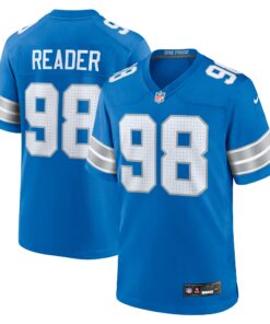 Men's Detroit Lions D.J. Reader Blue Team Game Jersey JS1801 nicesnker