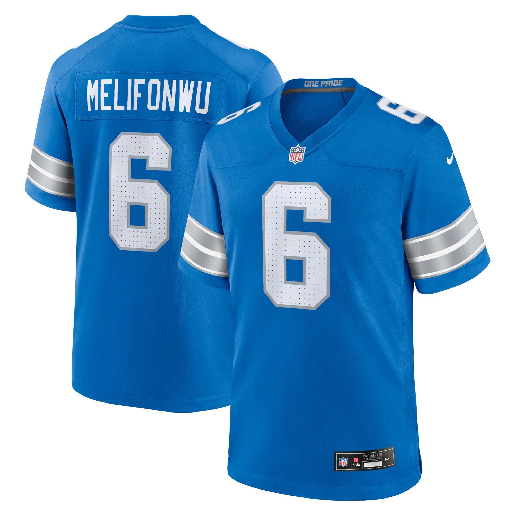 Men's Detroit Lions Ifeatu Melifonwu Blue Team Game Jersey JS6555 nicesnker