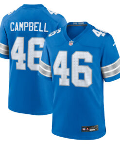 Men's Detroit Lions Jack Campbell Blue Game Jersey JS2411 nicesnker