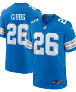 Men's Detroit Lions Jahmyr Gibbs Blue Game Jersey JS8585 nicesnker