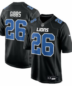 Men's Detroit Lions Jahmyr Gibbs Carbon Black Fashion Jersey JS6519 nicesnker