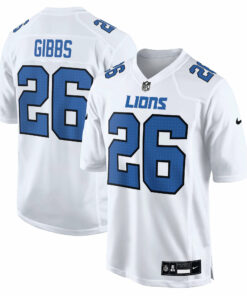 Men's Detroit Lions Jahmyr Gibbs White Tundra Fashion Game Jersey JS3903 nicesnker