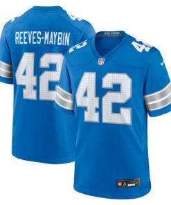 Men's Detroit Lions Jalen Reeves-Maybin Blue Team Game Jersey JS5883 nicesnker
