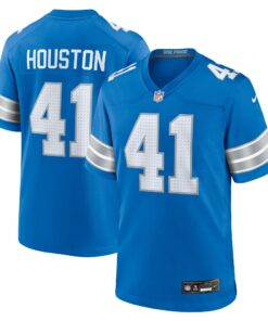 Men's Detroit Lions James Houston Blue Team Game Jersey JS1675 nicesnker