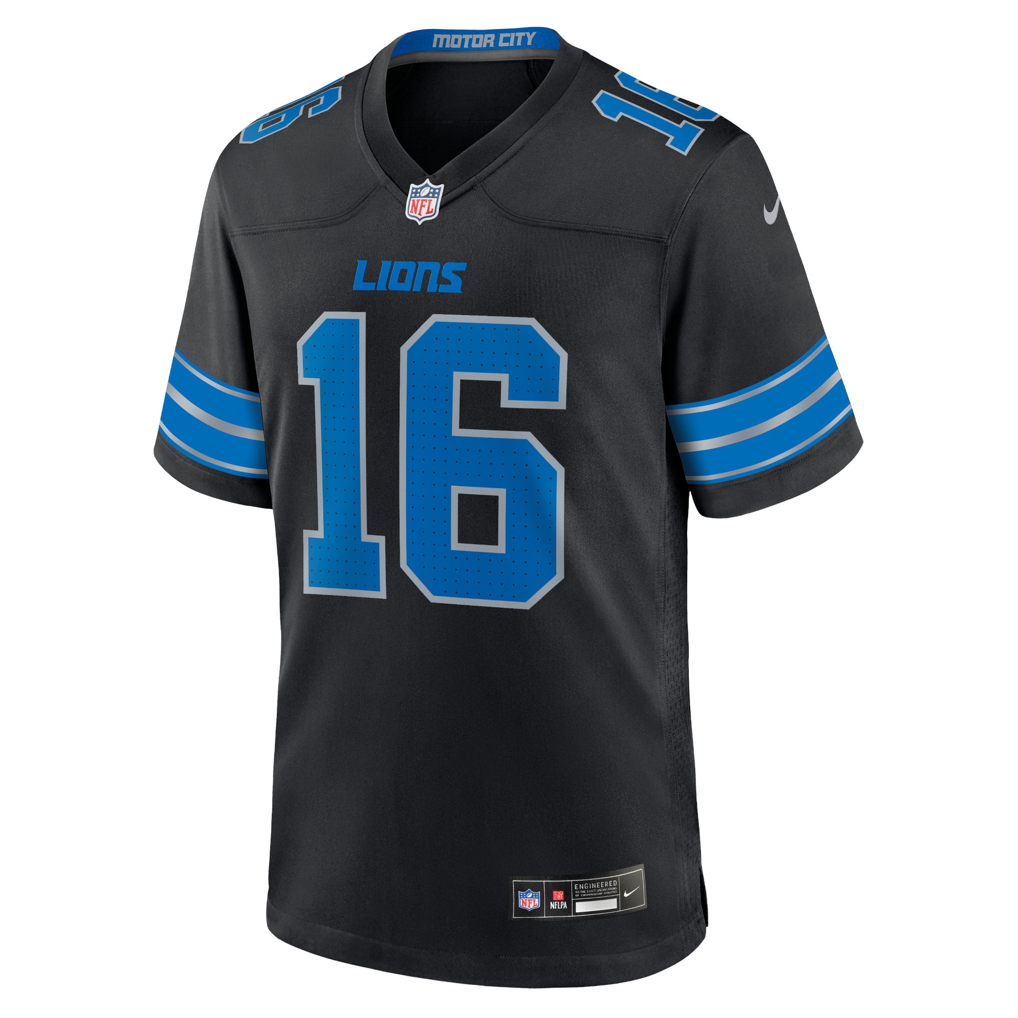 Men's Detroit Lions Jared Goff Black 2nd Alternate Game Jersey JS2765 nicesnker - Image 2