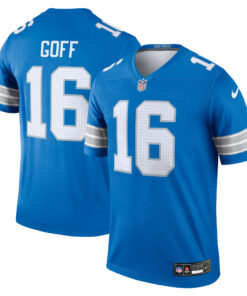 Men's Detroit Lions Jared Goff Blue Team Legend Player Performance Top JS5164 nicesnker