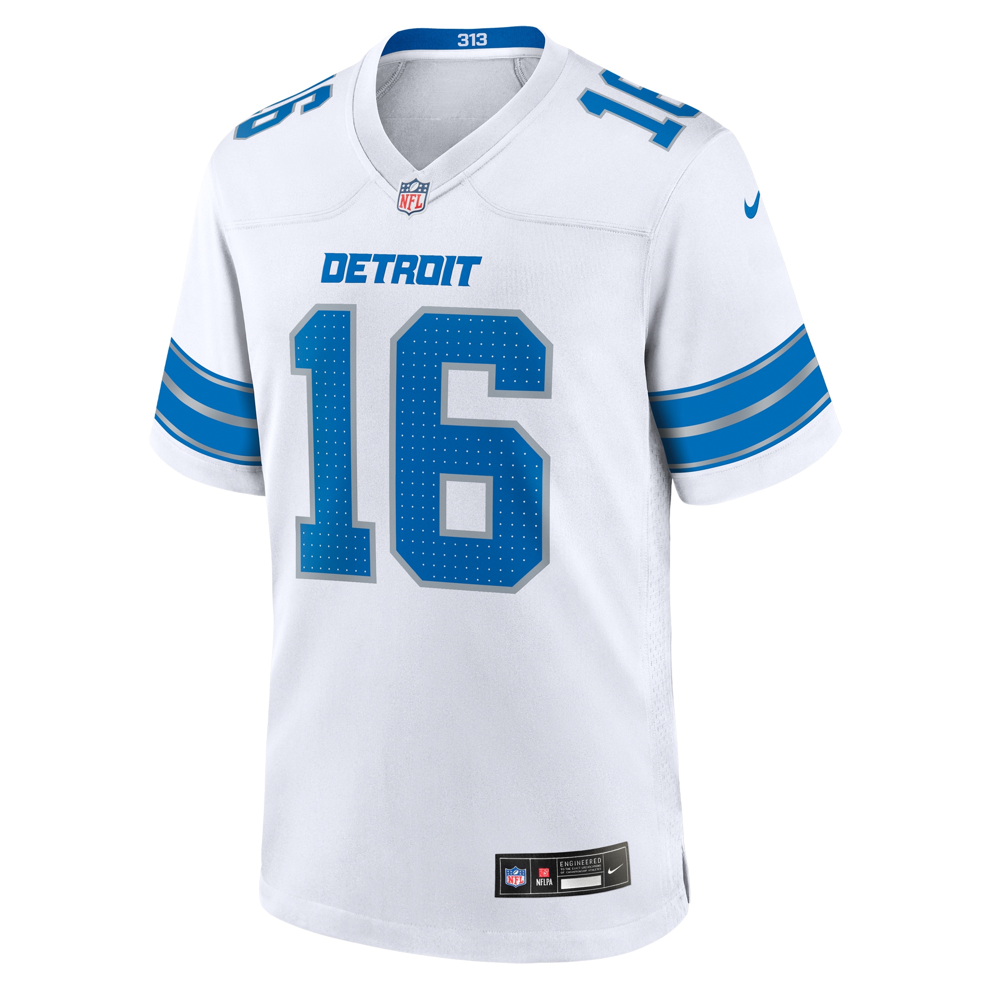 Men's Detroit Lions Jared Goff White Game Jersey JS7897 nicesnker - Image 2