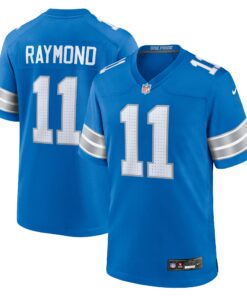 Men's Detroit Lions Kalif Raymond Blue Team Game Jersey JS1356 nicesnker