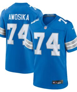 Men's Detroit Lions Kayode Awosika Blue Team Game Jersey JS6540 nicesnker