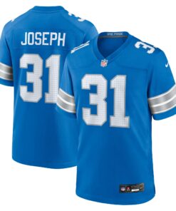 Men's Detroit Lions Kerby Joseph Blue Team Game Jersey JS3715 nicesnker