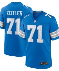 Men's Detroit Lions Kevin Zeitler Blue Game Jersey JS4126 nicesnker
