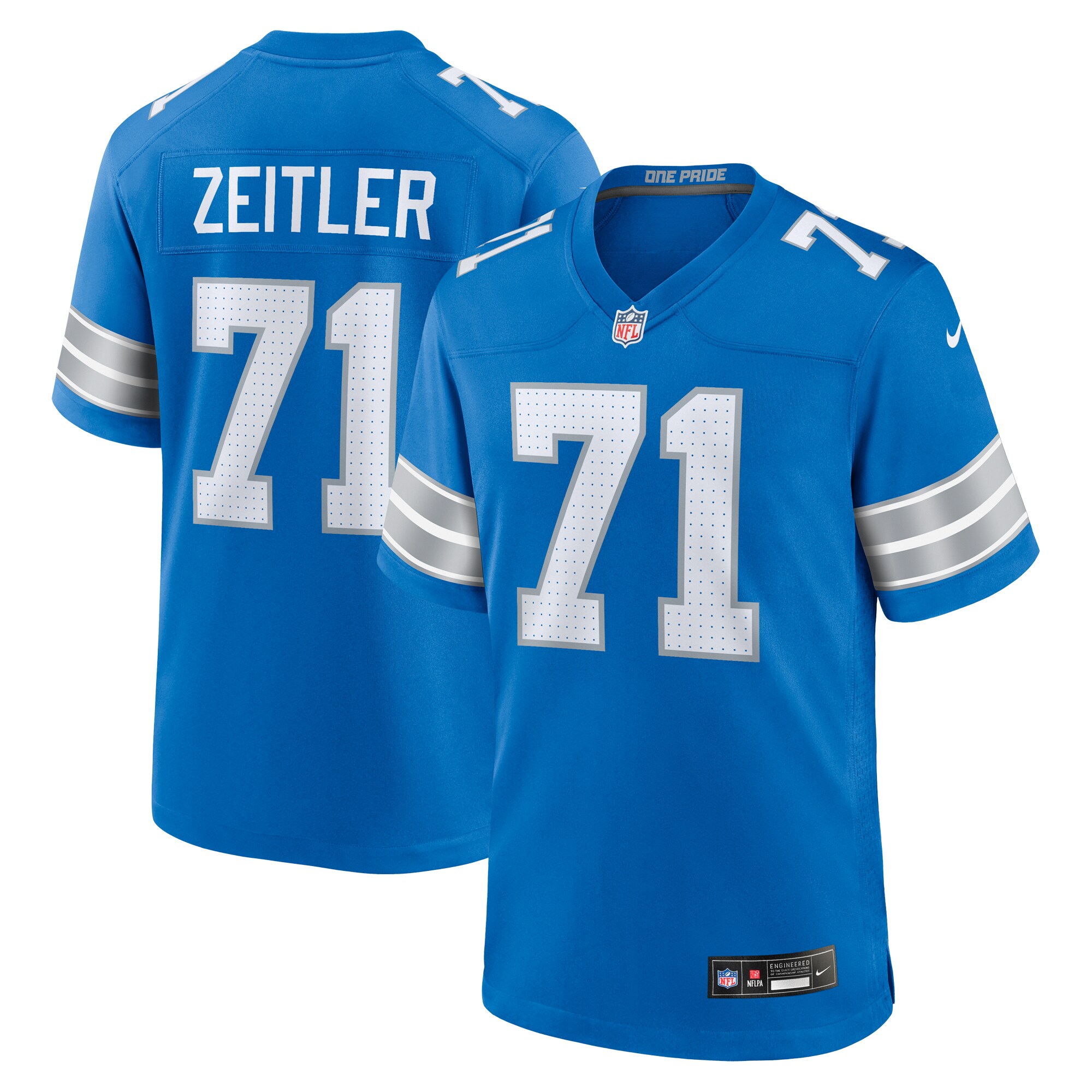 Men's Detroit Lions Kevin Zeitler Blue Game Jersey JS4126 nicesnker