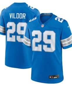 Men's Detroit Lions Kindle Vildor Blue Team Game Jersey JS7692 nicesnker