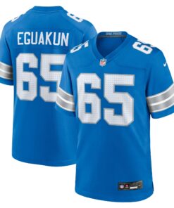 Men's Detroit Lions Kingsley Eguakun Blue Game Jersey JS7518 nicesnker