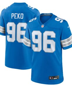 Men's Detroit Lions Kyle Peko Blue Game Jersey JS2382 nicesnker
