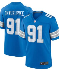 Men's Detroit Lions Levi Onwuzurike Blue Team Game Jersey JS2268 nicesnker