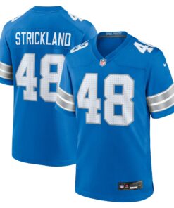 Men's Detroit Lions Loren Strickland Blue Game Jersey JS7612 nicesnker