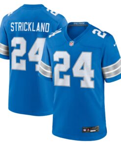 Men's Detroit Lions Loren Strickland Blue Team Game Jersey JS9395 nicesnker
