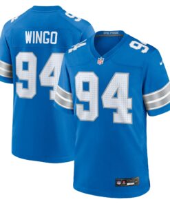 Men's Detroit Lions Mekhi Wingo Blue Team Game Jersey JS5501 nicesnker